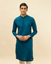 Bright Blue Self Patterned Kurta Set